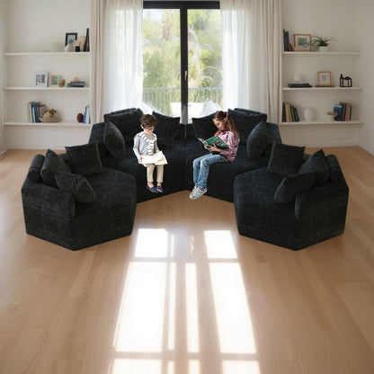 Divano letto singolo in ciniglia nera con cuscino per schienale