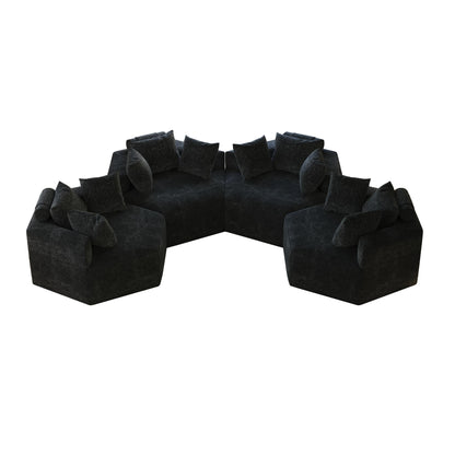 Divano letto singolo in ciniglia nera con cuscino per schienale