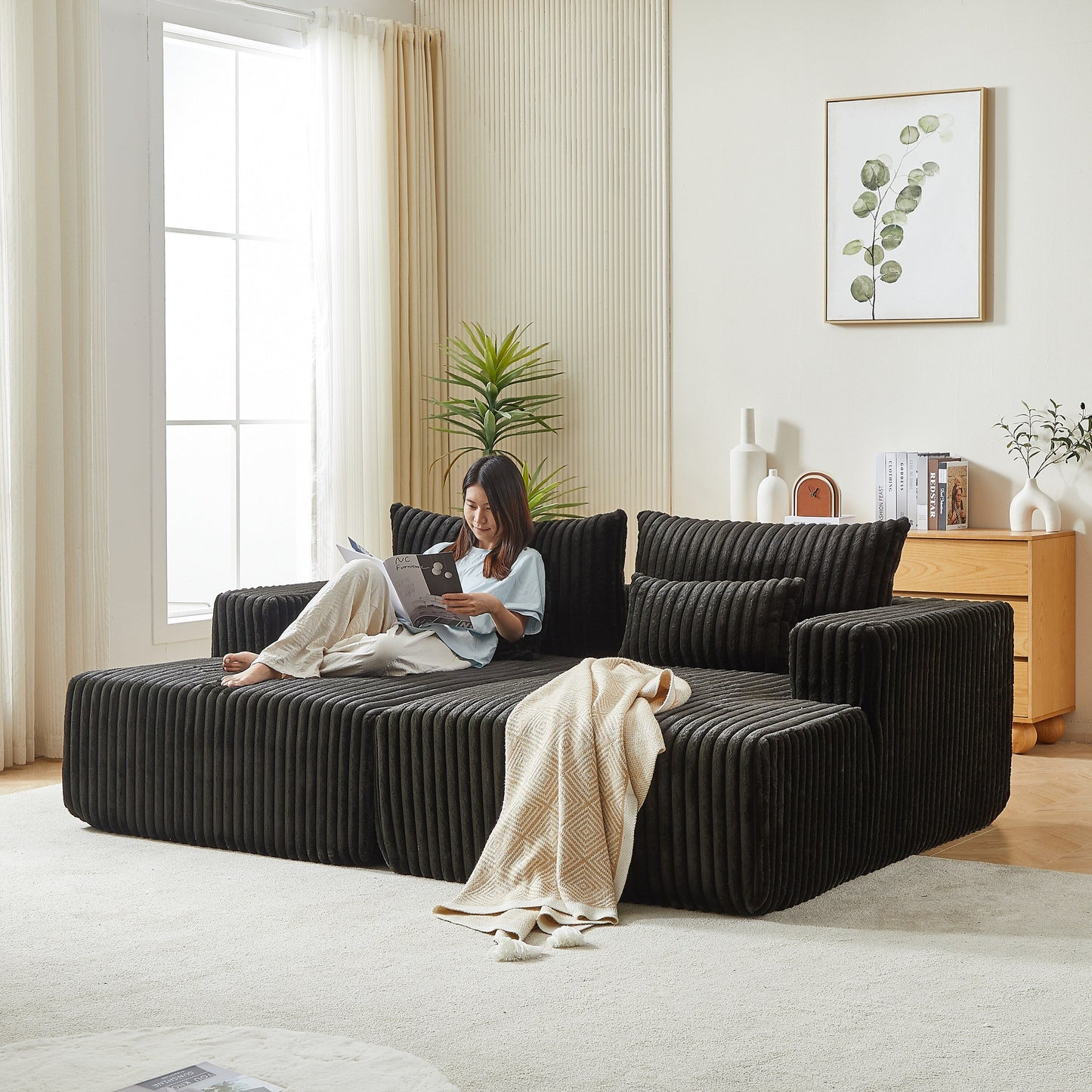 Divano letto componibile Black Cloud Plush Loveseat