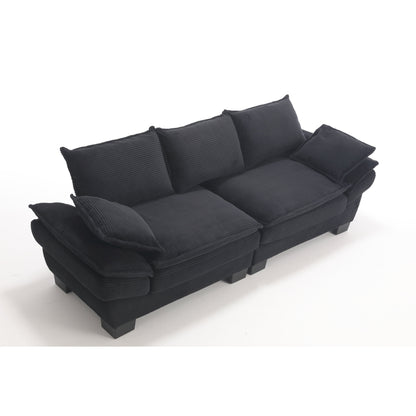 Divano a 3 posti in velluto a coste nero a forma di barca a vela