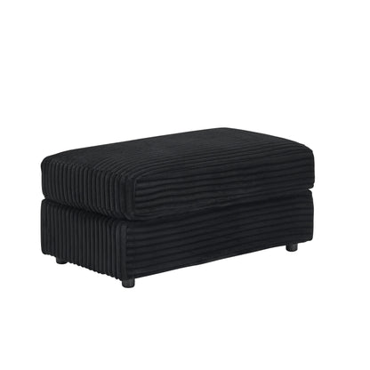 Poltrona in velluto a coste nero con pouf e portabicchieri