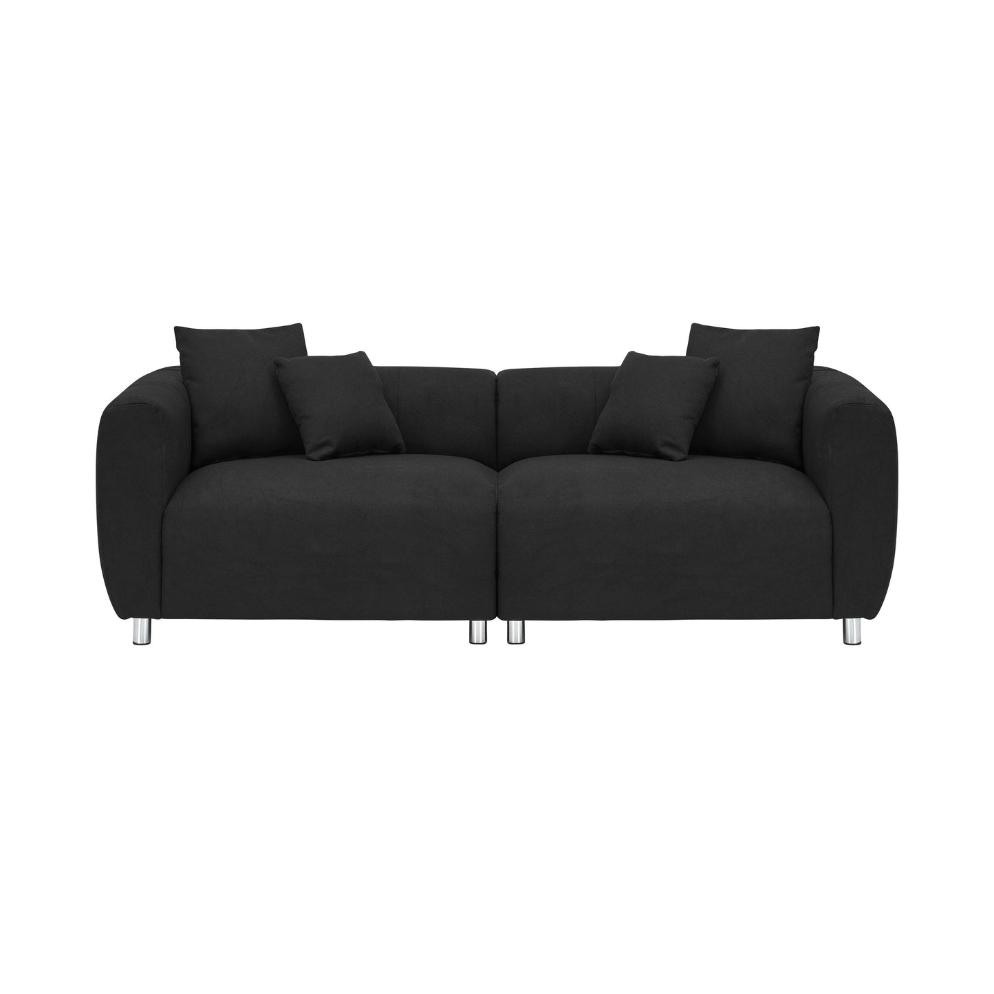 Divano a 3 posti in cotone e lino nero con gambe in metallo