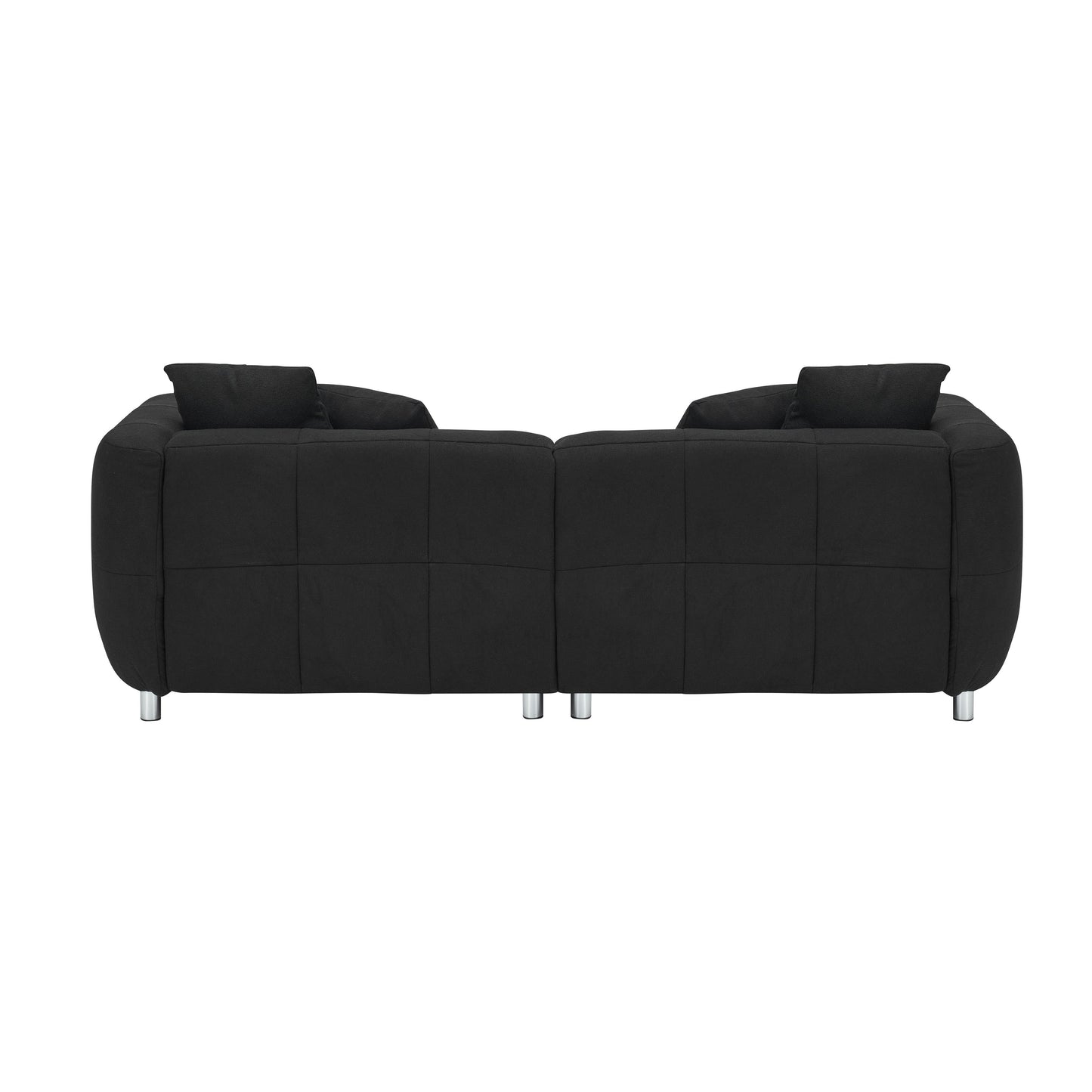 Divano a 3 posti in cotone e lino nero con gambe in metallo