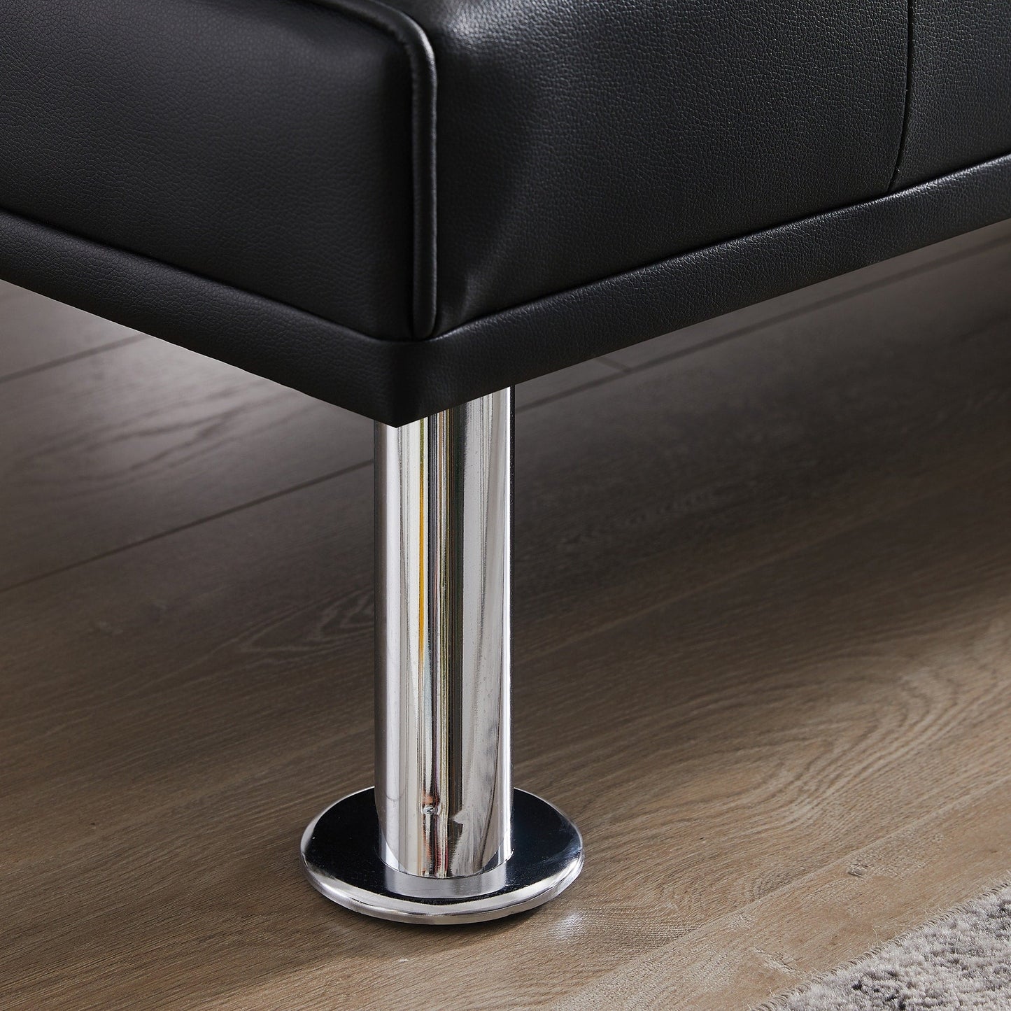 Divano letto a due posti in similpelle nera con portabicchieri, divano letto pieghevole trasformabile. - 31,50 x 65,75 x 29,53