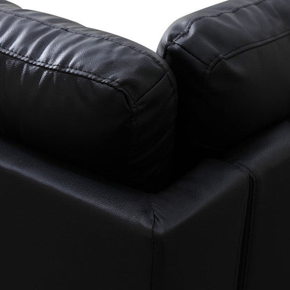 Set di divani in similpelle nera, 3 pezzi