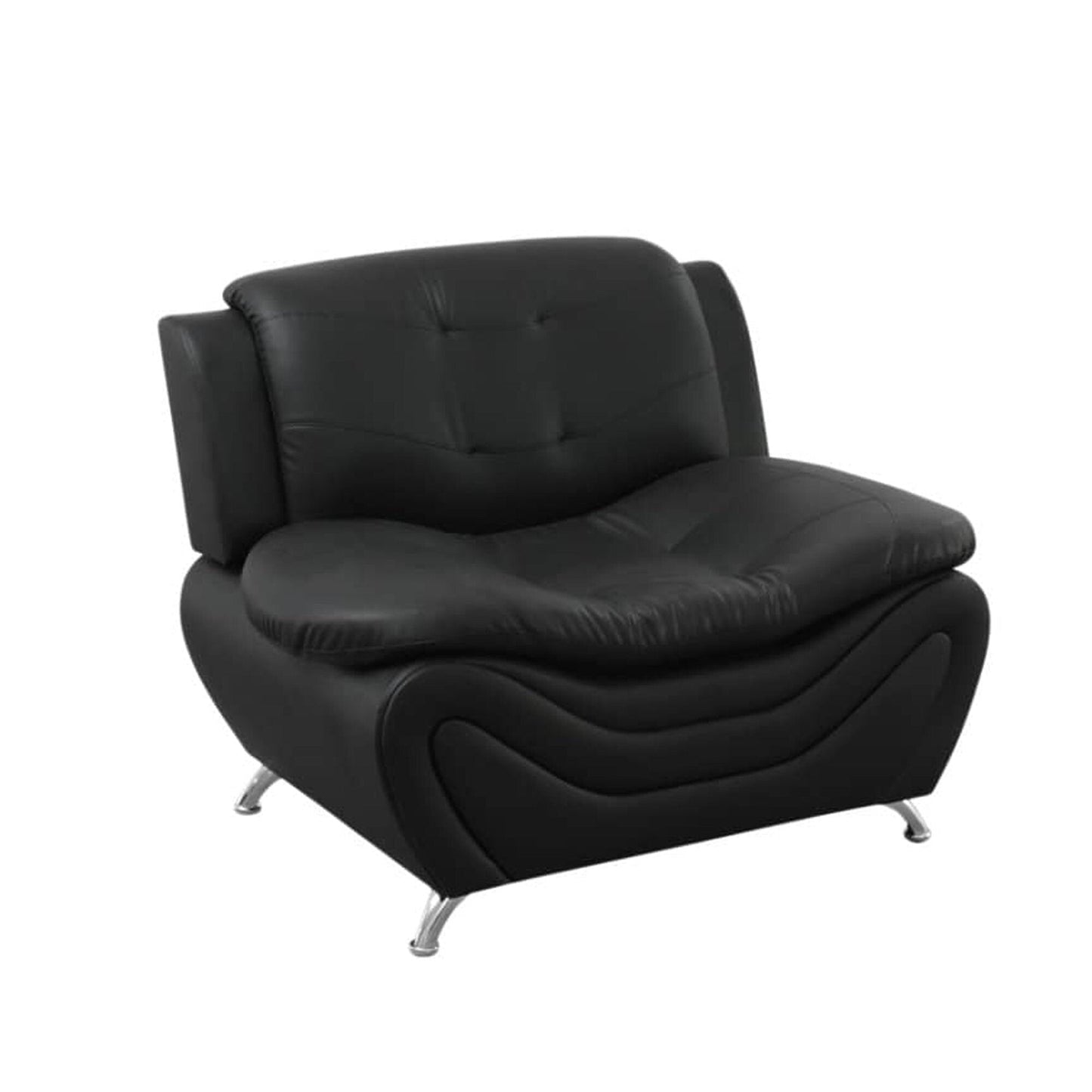 Divano da soggiorno in similpelle nera a 1 posto