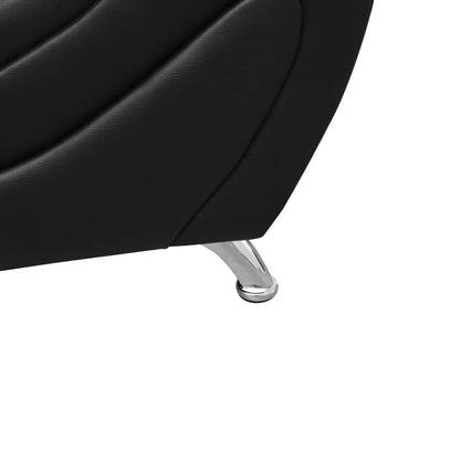 Divano da soggiorno a 3 posti in similpelle nera