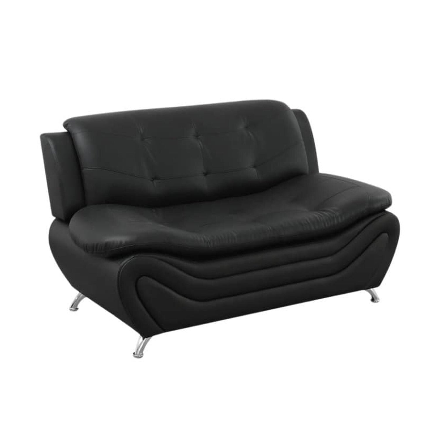 Divano da soggiorno a 3 posti in similpelle nera