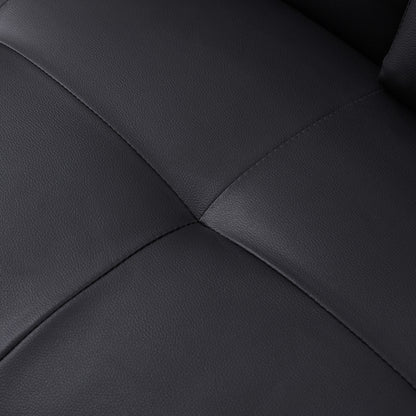 Divano letto pieghevole nero con gambe in metallo e portabicchieri