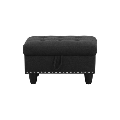 Divano da soggiorno in lino grigio nero, 3 pezzi