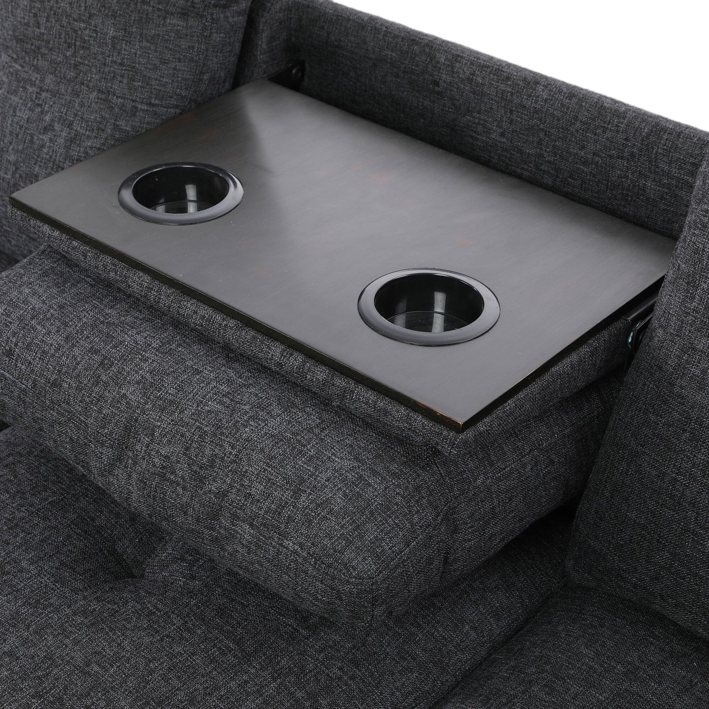 Divano da soggiorno in lino grigio nero, 3 pezzi