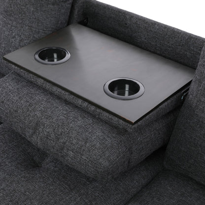 Divano da soggiorno in lino grigio nero, 3 pezzi