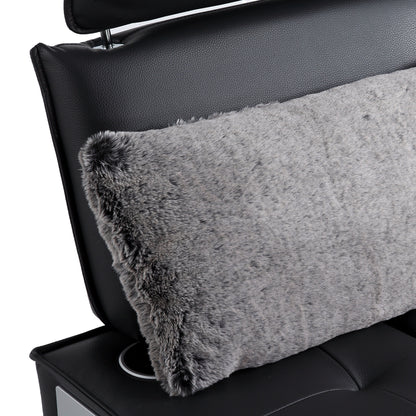 Divano letto in pelle nera con altoparlante Bluetooth e porte USB