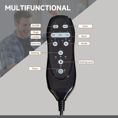 Poltrona reclinabile da ufficio con massaggio girevole a 360° in microfibra nera, con massaggio vibrante, riscaldamento, poggiapiedi, altezza regolabile