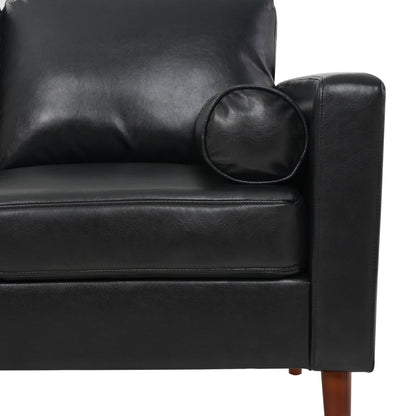 Divano a 3 posti Mid Century Modern 76,7 in PU nero con struttura in ferro e legno per soggiorno