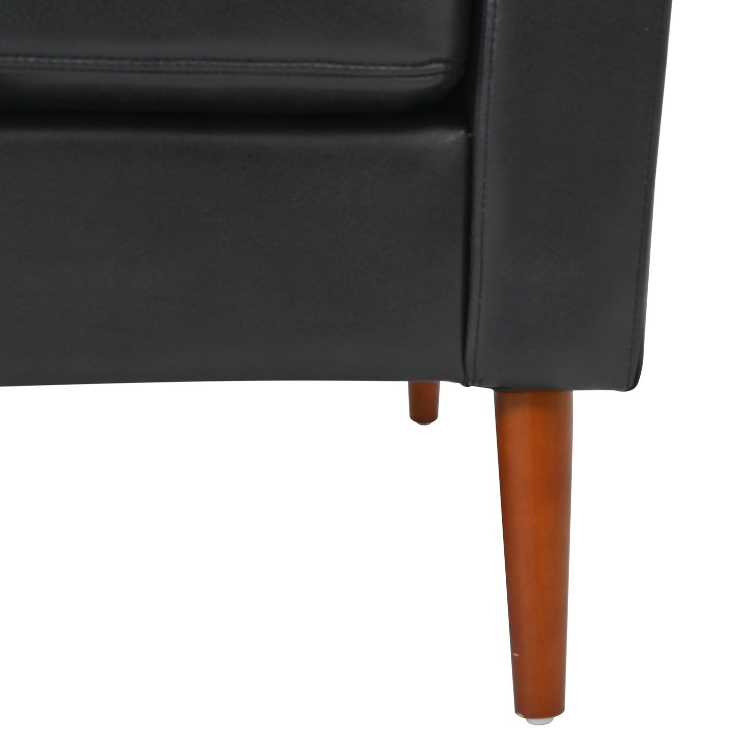 Divano a 3 posti Mid Century Modern 76,7 in PU nero con struttura in ferro e legno per soggiorno