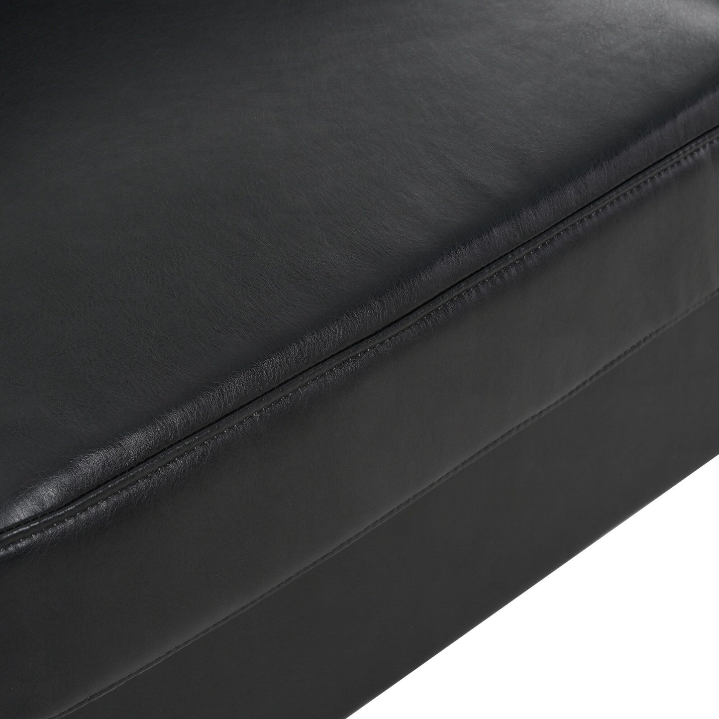 Divano a 3 posti Mid Century Modern 76,7 in PU nero con struttura in ferro e legno per soggiorno