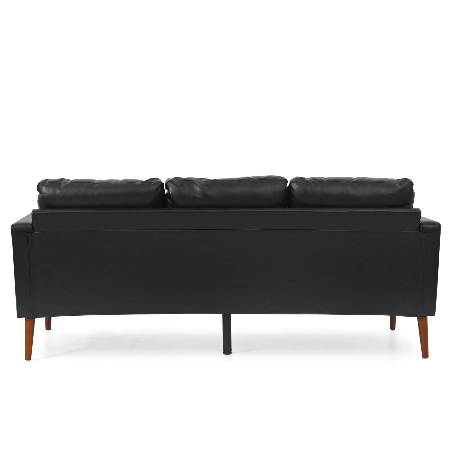 Divano a 3 posti Mid Century Modern 76,7 in PU nero con struttura in ferro e legno per soggiorno