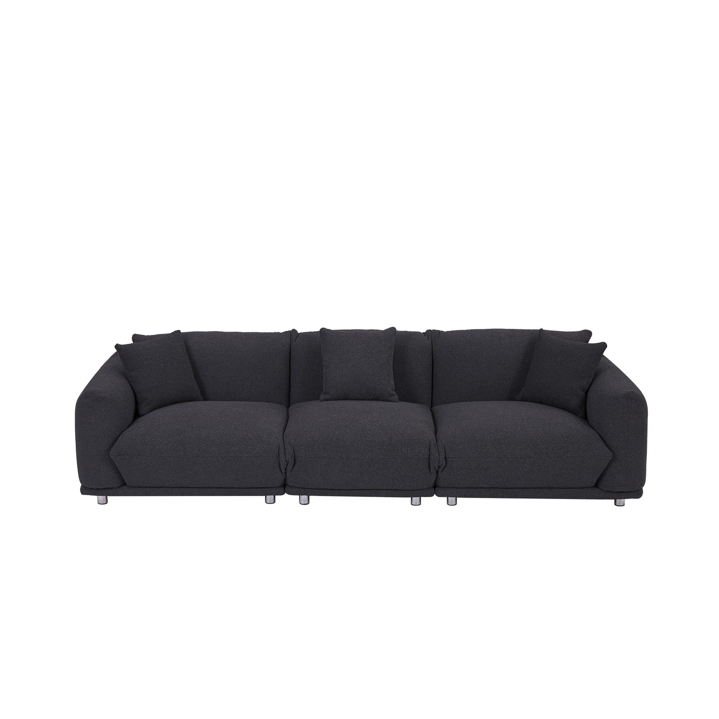 Divano oversize a 3 posti modello 111 moderno nero con gambe in metallo e struttura in legno massello per soggiorno