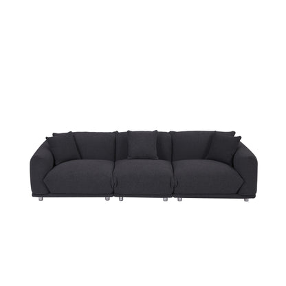 Divano oversize a 3 posti modello 111 moderno nero con gambe in metallo e struttura in legno massello per soggiorno