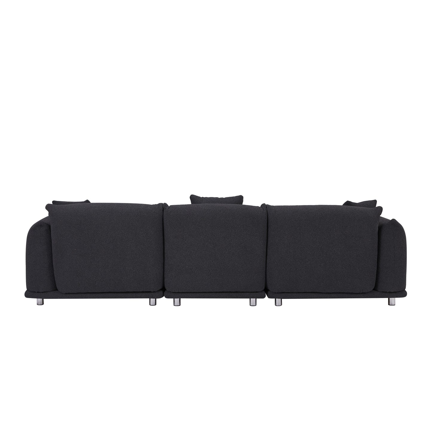 Divano oversize a 3 posti modello 111 moderno nero con gambe in metallo e struttura in legno massello per soggiorno