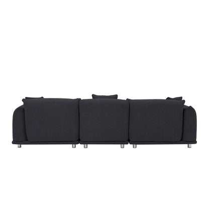 Divano oversize a 3 posti modello 111 moderno nero con gambe in metallo e struttura in legno massello per soggiorno