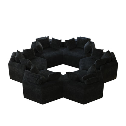 Divano letto singolo moderno in ciniglia e spugna nera da 54 pollici con cuscino per schienale per soggiorno