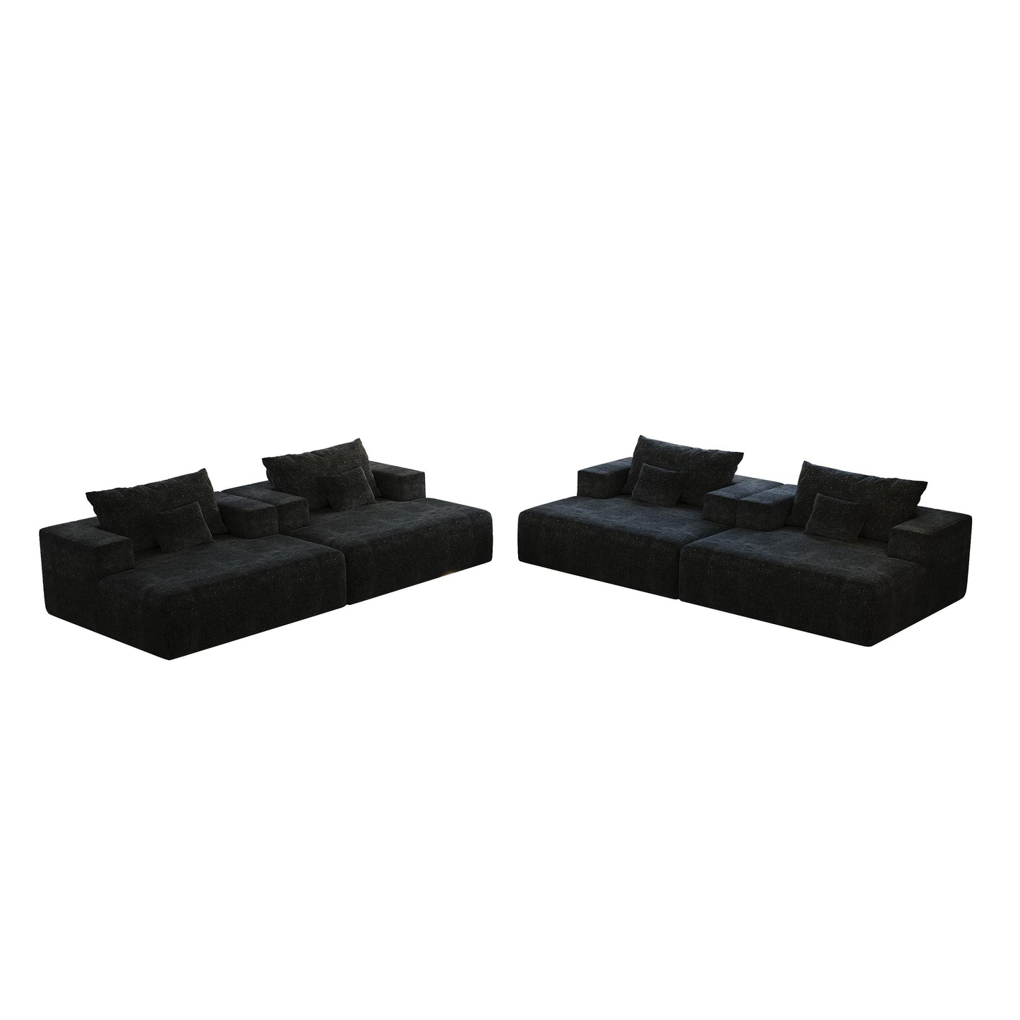 Divano letto singolo moderno in ciniglia e spugna nera da 55 pollici con cuscino per schienale per soggiorno