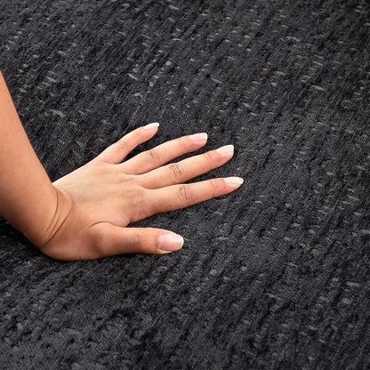 Divano letto singolo moderno nero da 55 pollici in ciniglia e spugna con cuscino per lo schienale per il soggiorno