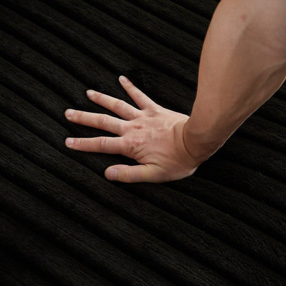 Poltrona lounge moderna in velluto a coste nero da 62,5 pollici con 2 cuscini per soggiorno