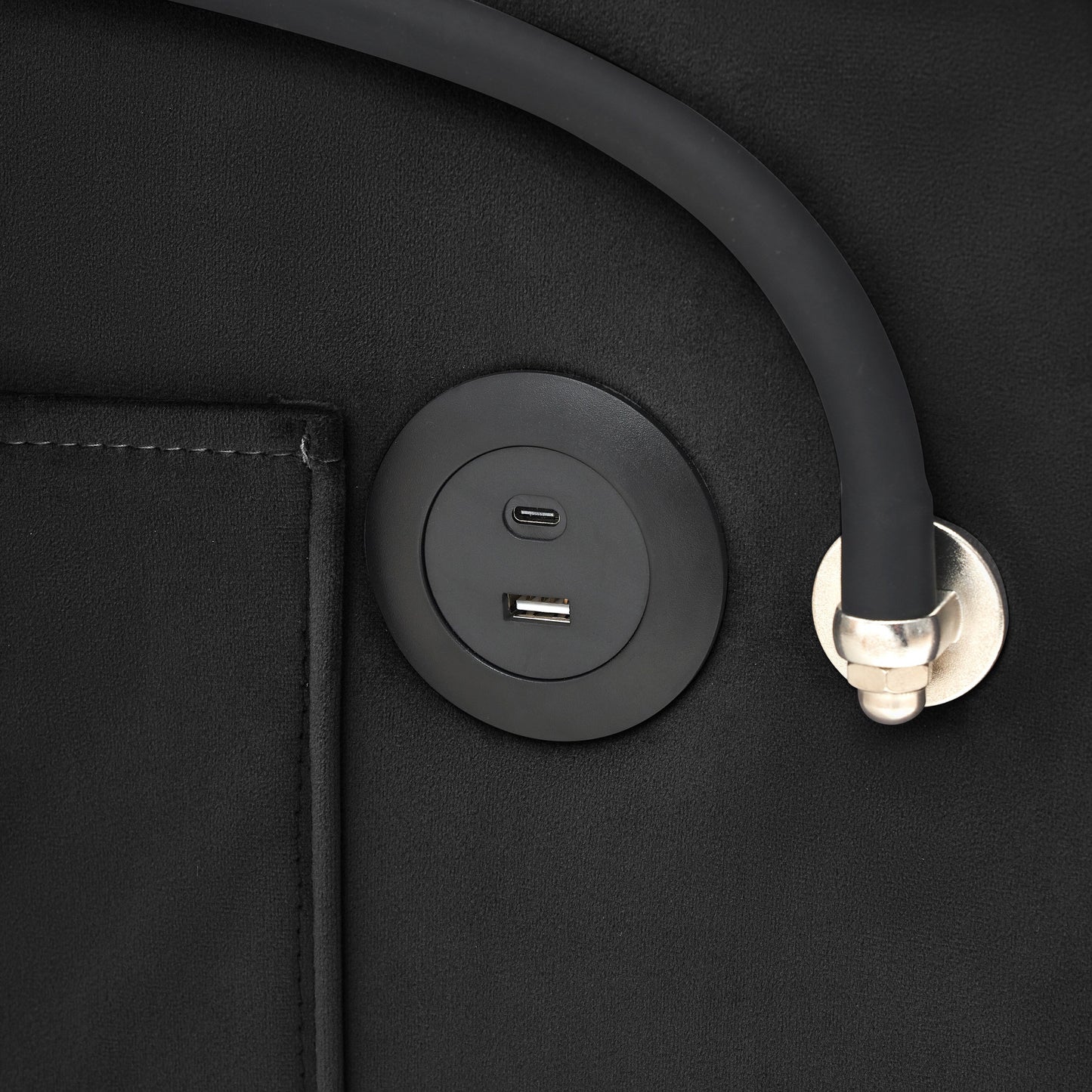 Divano letto singolo convertibile 3 in 1 moderno nero da 70,86 pollici con schienale regolabile e porta di ricarica USB per soggiorno