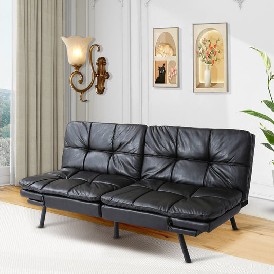 Divano letto trasformabile moderno nero da 71 posti con schienali e braccioli regolabili per soggiorno