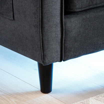 Divano moderno in lino nero da 75,2 posti con luci a LED e 2 porte USB per soggiorno