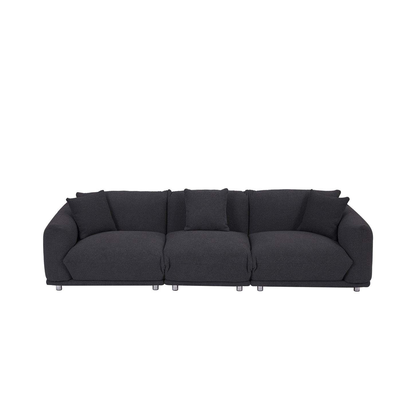 Divano nero oversize a 3 posti con gambe in metallo