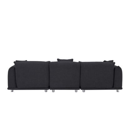 Divano nero oversize a 3 posti con gambe in metallo