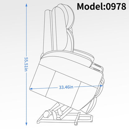 Poltrona reclinabile elettrica nera con motore Okin, massaggio vibrante a 8 punti, riscaldamento lombare, doppio portabicchieri e porte USB