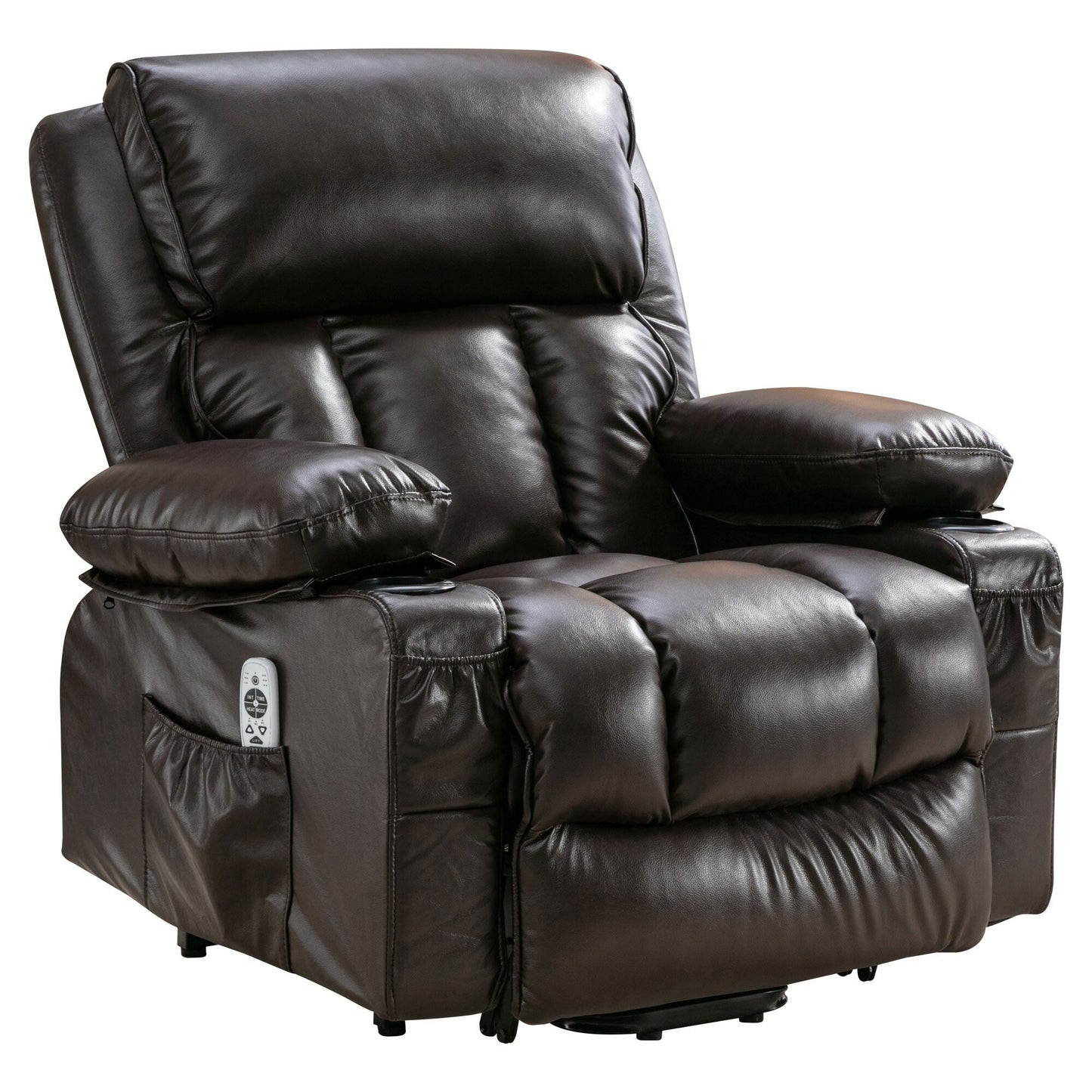 Poltrona reclinabile elettrica nera con massaggio, calore e pelle PU