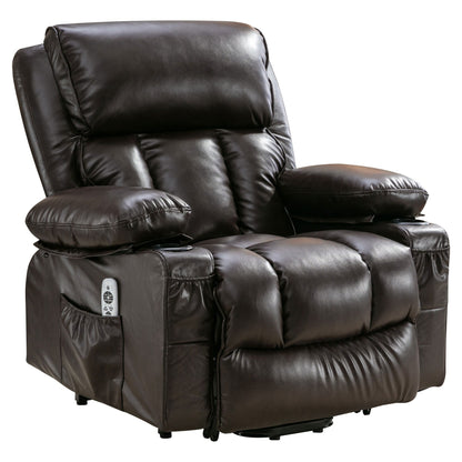Poltrona reclinabile elettrica nera con massaggio, calore e pelle PU