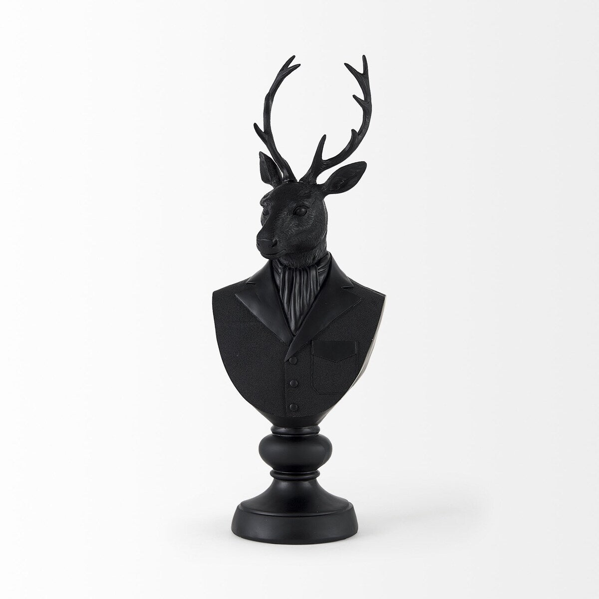 Scultura in resina nera a forma di busto di cervo - 6 L x 8 P x 23 A