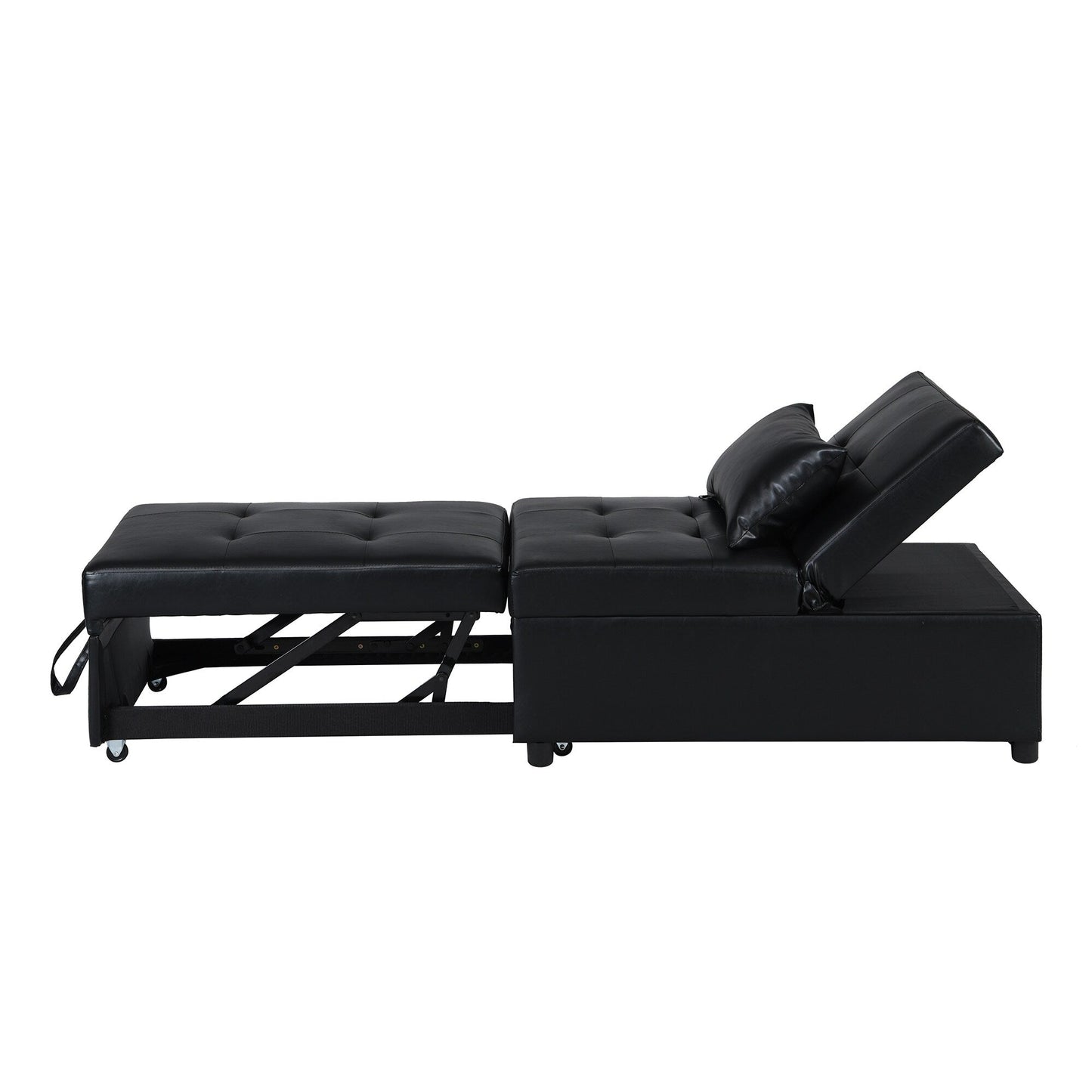 Divano letto singolo pieghevole nero con schienale regolabile