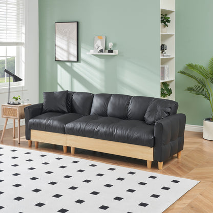 Divano letto imbottito moderno a 3 posti in tessuto tecnico nero 84.64 con cuscini, seduta contenitore e cassetto