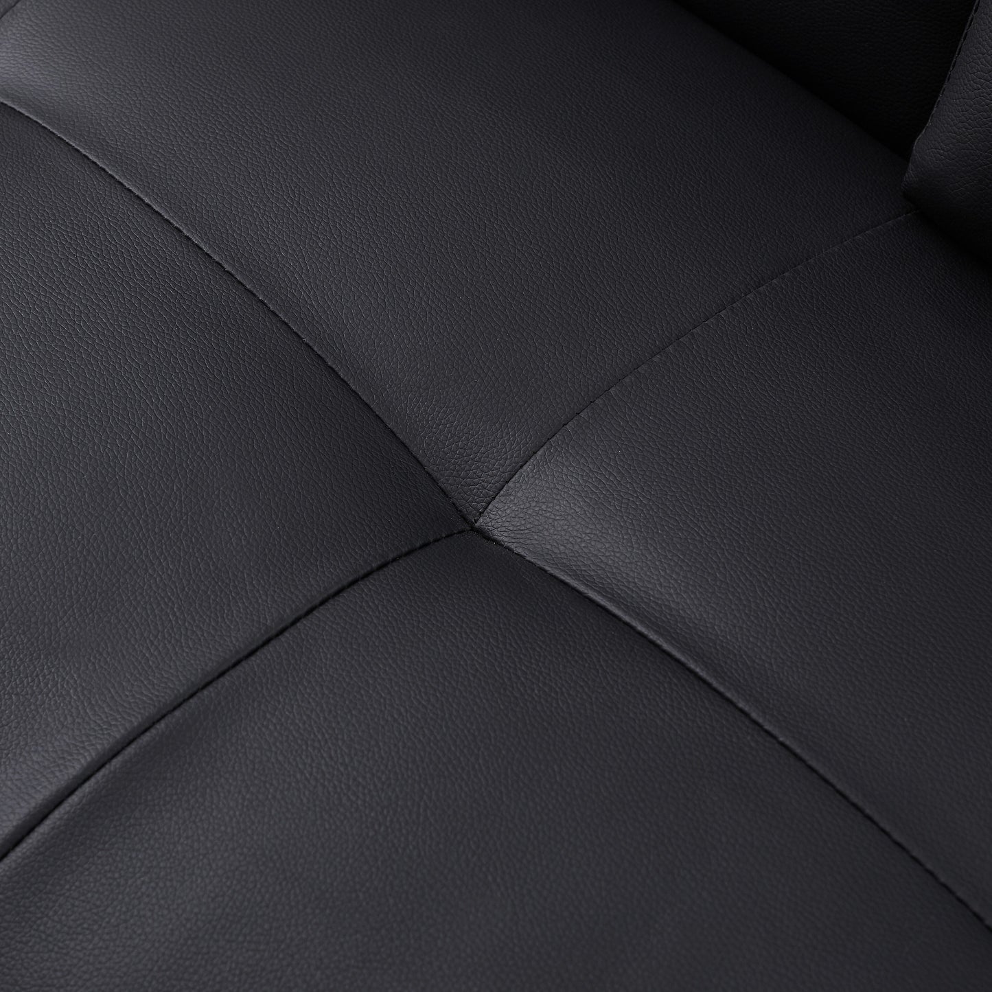 Divano letto a due posti imbottito nero da 66 pollici con 2 portabicchieri e gambe in acciaio inossidabile per soggiorno