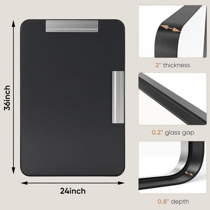 Specchi da bagno rettangolari arrotondati con cornice in lega di alluminio nero, da appendere sopra il lavandino, orizzontalmente o verticalmente.