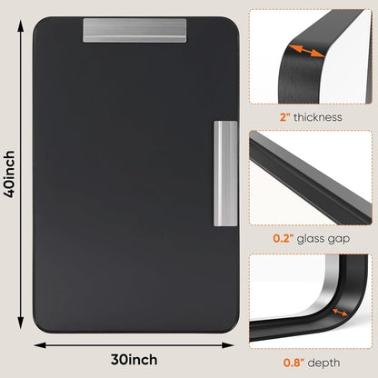 Specchi da bagno rettangolari arrotondati con cornice in lega di alluminio nero, da appendere sopra il lavandino, orizzontalmente o verticalmente.