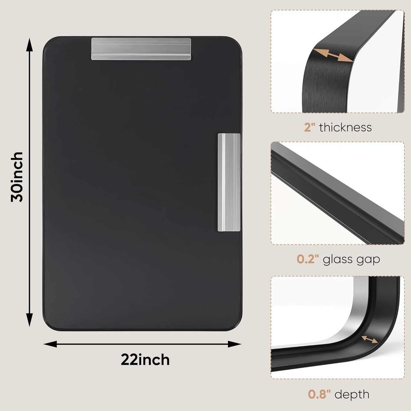 Specchio da bagno moderno con cornice in metallo da parete con garanzia di 5 anni