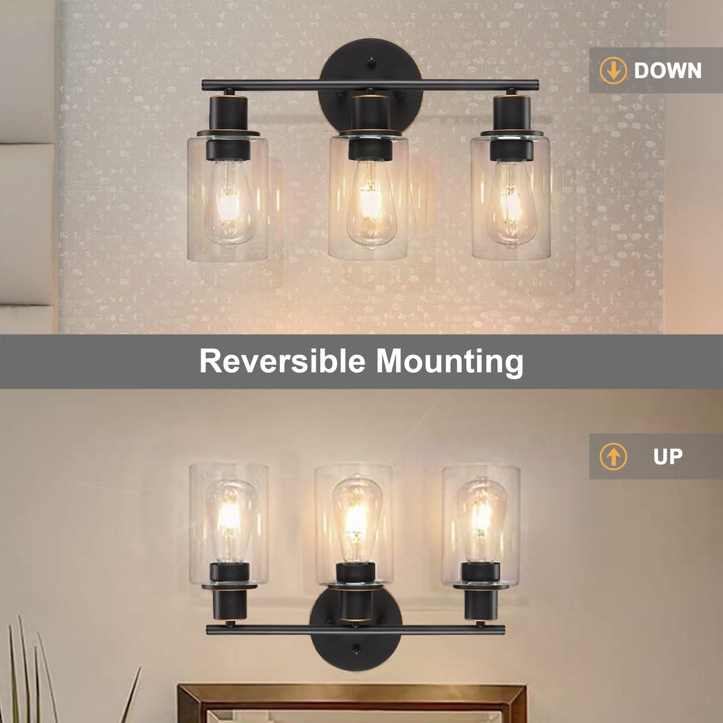 Lampada da bagno a 3 luci da 17 pollici, lampada da toeletta in bronzo oliato