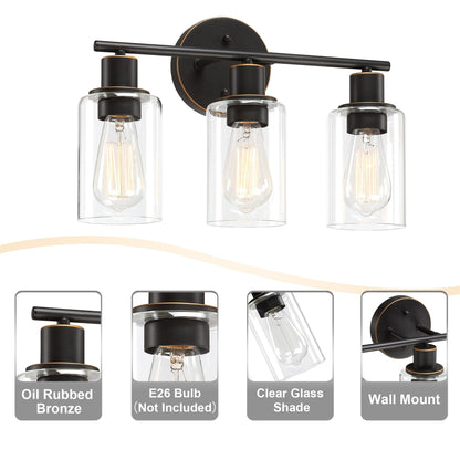 Lampada da bagno a 3 luci da 17 pollici, lampada da toeletta in bronzo oliato