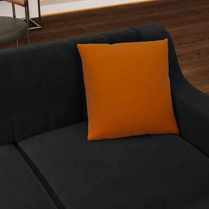 Divano a 3 posti in velluto nero con dettagli dorati