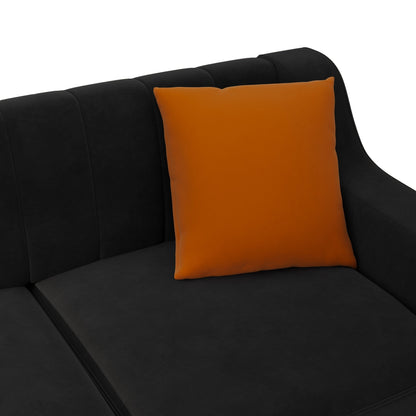 Divano a 3 posti in velluto nero con dettagli dorati