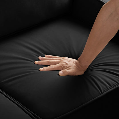 Divano a 3 posti in velluto nero con bracciolo curvo